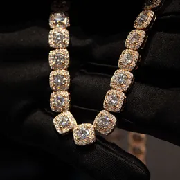 8Mm Flower Bust Down Mossanite Necklace Diamond Sier Moissanite Iced Out Tennis Cluster Chain