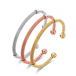 Armreifen Spring gewebtes Metalldraht -Frauenarmband Einfacher und personalisierter Edelstahl offen