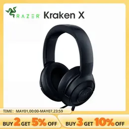 Headsets Razer Kraken X Essential Gaming Headset 7.1 Surround Sound Headphones with Bendable Cardioid Microphone 40mm Driver Unit Headphones J240508