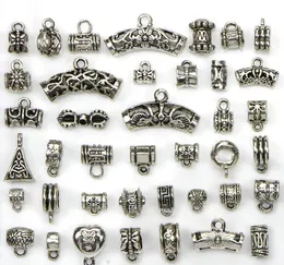 Bead Mix 40 Styles Antique Silver Plated Alloy Big Hole Charms TUBE Spacer Beads fit bracelet DIY Necklaces Pendants charms Bead8302667