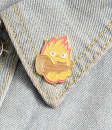 Smycken broschstift för kvinnor män broscher stift calcifer emalj anpassad japansk anime eld älg badge påse lapel spänne howl present fre6507781