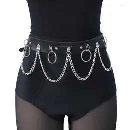 Belts Sexy Women Gothic Hiphop Belt With Chain Harajuku Punk Style Jk Waist Adjustable Disco Dancing Pu Dress Jeans