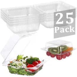 Engångs servis 25 bitar av transparent musslor matbehållare med lock engångs lunchlåda för fester picknickförpackning take -cake q240507