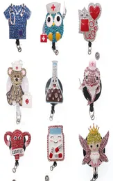 10pcslot New arrival medical Brooch Pin Cute angel doctor Rhinestone enamel nurse Retractable ID Badge Holder reel6661487