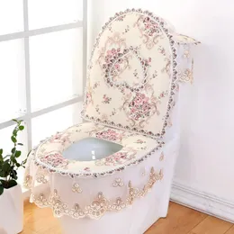 Four Seasons Universal Ushaped Toilet Seat Pads 3 PiecesSet European Lace Cushion Household Decoration Mats 240508