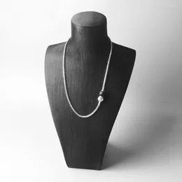 Kedjor umq grundläggande charm länk kedja halsband märke strand mode smycken europe style 925 sterling silver bijoux gåva för män kvinnor