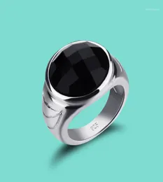 925 Sterling Silver Ring Classic Silver Ornaments Obsidian Neutral Ring Men and Women for Daily Collocation Fashion17098158