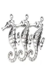 5pcslot 59mm x 30mm Large Seahorse Charms Antique Silver Tone horse for women men handmade craft necklace pendant jewelry2989337