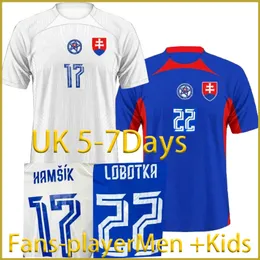 2024 Slovakia Hancko Soccer Jersey Slovak Mational Kit Kit 24 25Slovens Karobert Mak Duda Kucka Home Away Lobotka Футбольные рубашки Мужчины Хараслин Бозеник
