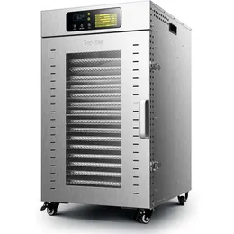 Stainless Steel Industrial Food Dehydrator with 18 Trays, 1500W Power, Adjustable Timer - Large Capacity Dryer Machine for Jerky, Fruit, Herbs, and More