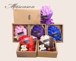 11pcsbox Handmade Rose Soap Flowers مع مربع هدايا لـ Mother039S Teacher039S Day Hidead Valentine039S SO6883716
