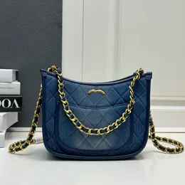 Sacca designer retro denim da donna porta borse a blu profonda ascelle porta a ascelle