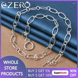 Chains ALIZERO 925 Sterling Silver 18 Inch OT Buckle Chain Simple Circle Necklace For Women Men Wedding Engagement Party Jewelry Gifts
