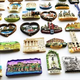 3pcsfridge magnets mondiale turistico di campagna souvenir frigorifero magneti 3d dipinto dipinto magneti tedesco in Italia polande in resina artigianato decorazione domestica