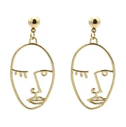 european and american jewelry retro simple personality exaggerated earrings alloy plating hollow face earrings whole8067001
