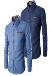 Hirigin Fashion Men039s Casual Slim Fit Stylish Wash Denim Long Sleeves Jeans Shirts Smart Casual Fashion Men Clothes7223129