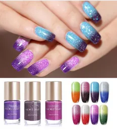 5pcllot 9 ml termiczny lakier do paznokci brokat Temperatura Zmiana manicure na bazie wodnej lakier shinny shimmer lakier paznokci 9549388