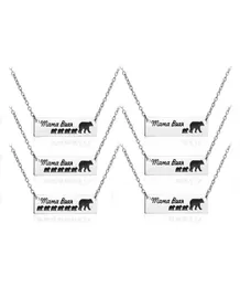 Mama Bear Necklace Cubs Stainless Steel Bar Pendant Ideas Gifts for Mom Grandma3312372