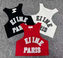 Womens Tanks Correct Letter Women 3 Color Sleeveless Letter Pattern Sequin Oneck Crop Tops Fashion Casual Summer Vest 45345