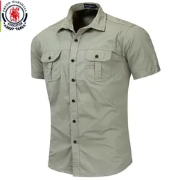 K6UZ Men's Dress Shirts Fredd Marshall New Mens Military Shirt Men Short Sle Cargo Shirts 100% Cotton Casual Solid Shirt Pocket Work Shirt 55889 d240507