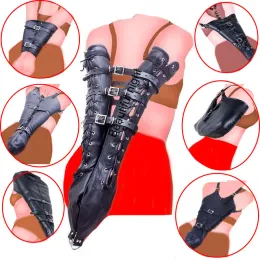 Produkte Arm Binder Handschuh Ärmel, hinter Bend Bondage Armbinder, BDSM Leder Handschellen Straight Jacket, Sexspielzeug für Paare