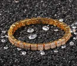 18K Goldsilverblack Gold Cz Iced Out Циркон теннисный браслет для хип -хоп женщин мужские ювелирные изделия с одним рядом.