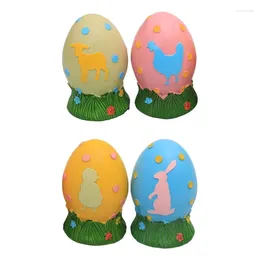 Decorative Figurines 4pcs Easter Egg Ornament Glowing Statue Sculpture Decoration For Indoor Outdoor Garden Yard