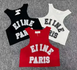 Womens Tanks Correct Letter Women 3 Color Sleeveless Letter Pattern Sequin Oneck Crop Tops Fashion Casual Summer Vest 565465