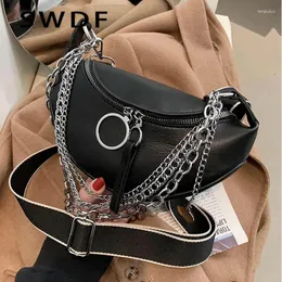 Сумки для талии SWDF Роскошная цепная сумка для ремня для женщин кожаная поперечная грудь
