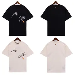 Camisetas de camisetas masculinas letra de fumaça de fumaça de camiseta de manga curta Mulheres high street tops soltos camiseta casual