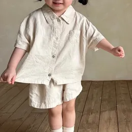 Corea del Sud estate in 2 pezzi per bambini e pantaloncini per bambini in sede a 2 pezzi di cotone morbido a 2 pezzi abbigliamento per bambini 240429