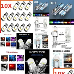 Dekorativa lampor 2024 10/2st W5W LED T10 CAR LIGHT COB GLASS 6000K VIT MOBILIERS LICESPLATE LAMP DOME LÄS DRL BB STIL 12V DROP OT1XH