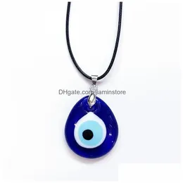 Pendant Necklaces 30Mm Coloured Glaze Blue Evil Eye Fashion Lucky Turkish Key Necklace For Friend Jewelry Gift Drop Delivery Pendants Dhscz