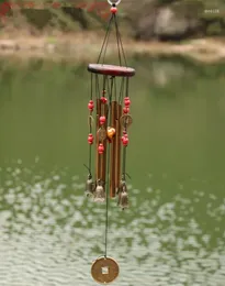 Dekorativa figurer Antik Amazing Grace Solid Wood Wind Chimes 4 Metal Tubes Låter Antirust utomhus inomhus hängande avdelning av otur