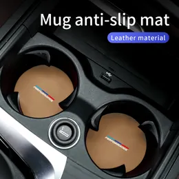 PU LEATHER CAR CUP HOLDER CHASTERS FÖR BM-W 5 SERIE G30 G20 6GT G32 F10 X3 G01 X5 G05, Center Console 2,75 tum bil Coaster Drink Bottle Insert Accessories