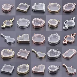Pendant Necklaces 1Pc Mix Styles Round Heart Glass Po Floating Locket For Geometric Memory Ashes Hair Medaillon Colgantes Jewelry Bulk