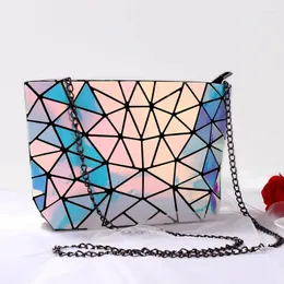Shoulder Bags 2024 Women Chain Bag Luminous Sac Bao For Girl Geometry Messenger Plain Folding Crossbody