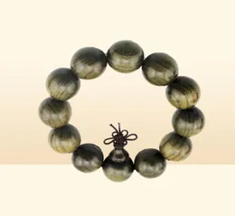Gold Silk Nanmu Shen Xiang Yin Wood Wu Mu Buddha Beads Men039s 20mm Old Material Bracelet Bangle5386165