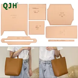 Qjh kova torbası çanta torbası taşınabilir çanta akrilik şablon DIY deri zanaat desenli Delik Şablon Dikiş Aksesuarları 240419
