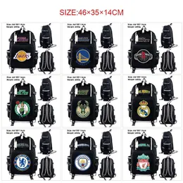 Sports Football Basketball Team Printed Peripheral Backpack Junior High School Students High School Large Capacity Casual Backpack the Lakers 240515