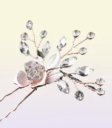 2018 Pink Flower Women Hair Petty 2Pcs Hairpins Accessori per capelli fatti a mano Accessori per capelli cristallini Crystal Bridal Coaurry JCH1932553107