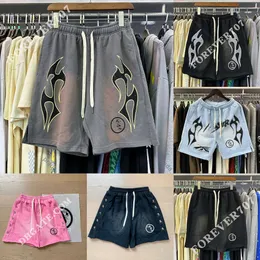 Hells stars Designer shorts mens womens short Outdoor running beach Swimming shorts Flame mud wash made old cotton loose casual shorts Boys and girls Pants