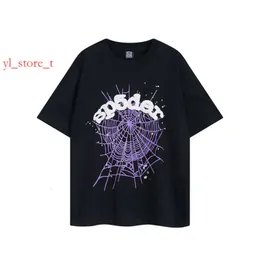 Women Designer T-shirts Trendy SP5DE Spide Web 5555 Porträtt Tryckt Kort ärm T-shirt för män och kvinnor American High Street Half ärmmode 8635