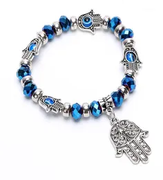 Charm Armbänder Ganzevintage Charme türkiser Perlen Armband Mode Hamsa Handkristallglas Frauen Feinschmuck Pulseras G049015017