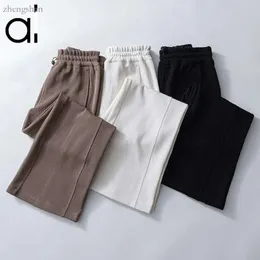New AL Rib Softstreme Mid-rise Pant 32.5in Yoga Loose Breathable Casual High Waist Drawstring Wide Skin-friendly Air Layer Straight Leg Pants 5601