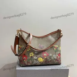 Vintage Flower Print Tote Bag Leather Hobo Portable Shoulder Bags Designers Woman Large Handbags Simple Office Messenger Bags