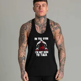 Herrtankstoppar i gymmet im inte här för att prata muskel killar fitness raceback kläd herrar bomull bodybuilding stringer tank tops singlets y240507