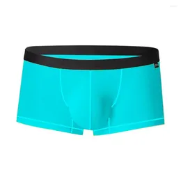 Underpants homens boxer roupas íntimas masculinas de verão colorida em U-Convex Briefs de seda de gelo sexy translúcido para fino