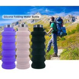 Outdoor travel sports cup foldable silicone water bottle portable and extendable beverage cup with buckle for direct transportation 240506
