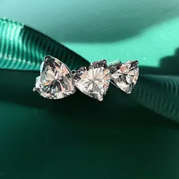 Lüks Zirkon 3 Aşk Kalp Tasarımcı Kadınlar İçin Halkalar 925 Gümüş Geometri Kristal Kalpler Anillos Naruto Runrun Şeker Çin Tırnak Parmak Yüzük Mücevher Hediye